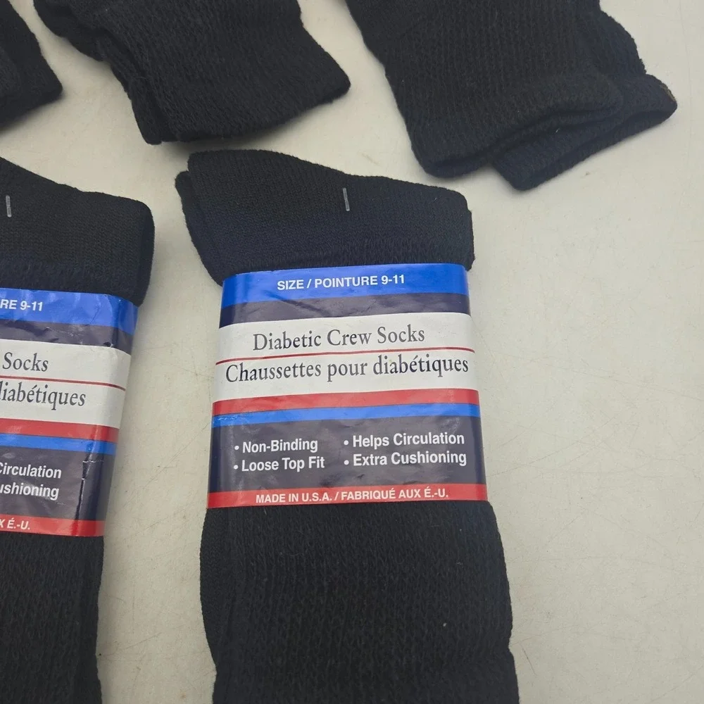 Greenbrier Diabetic Quarter & Crew Socks Sz 9-11 Black USA Made NEW 5 Pairs